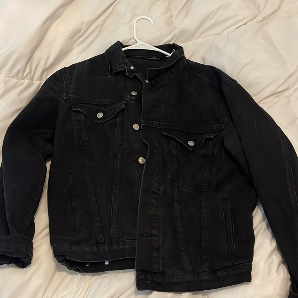 Oversized black denim jacket. Princess Polly.